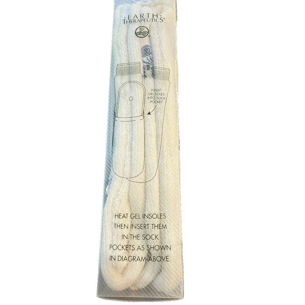 Earth Therapeutics Thera-Sox Heat Therapy Socks + Herba-Gel Insoles Open Box New